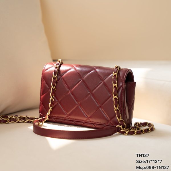 Chanel Mini Bordeaux Replica Bags Red Sheep Skin Size 17x12x7cm (2)