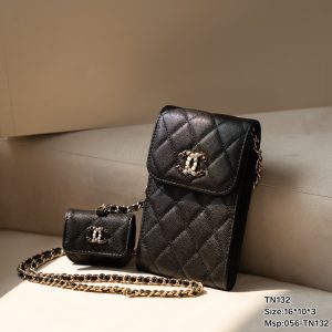 Chanel Phone Holder Lambskin Replica Bags Black Size 16x10x3cm (1)