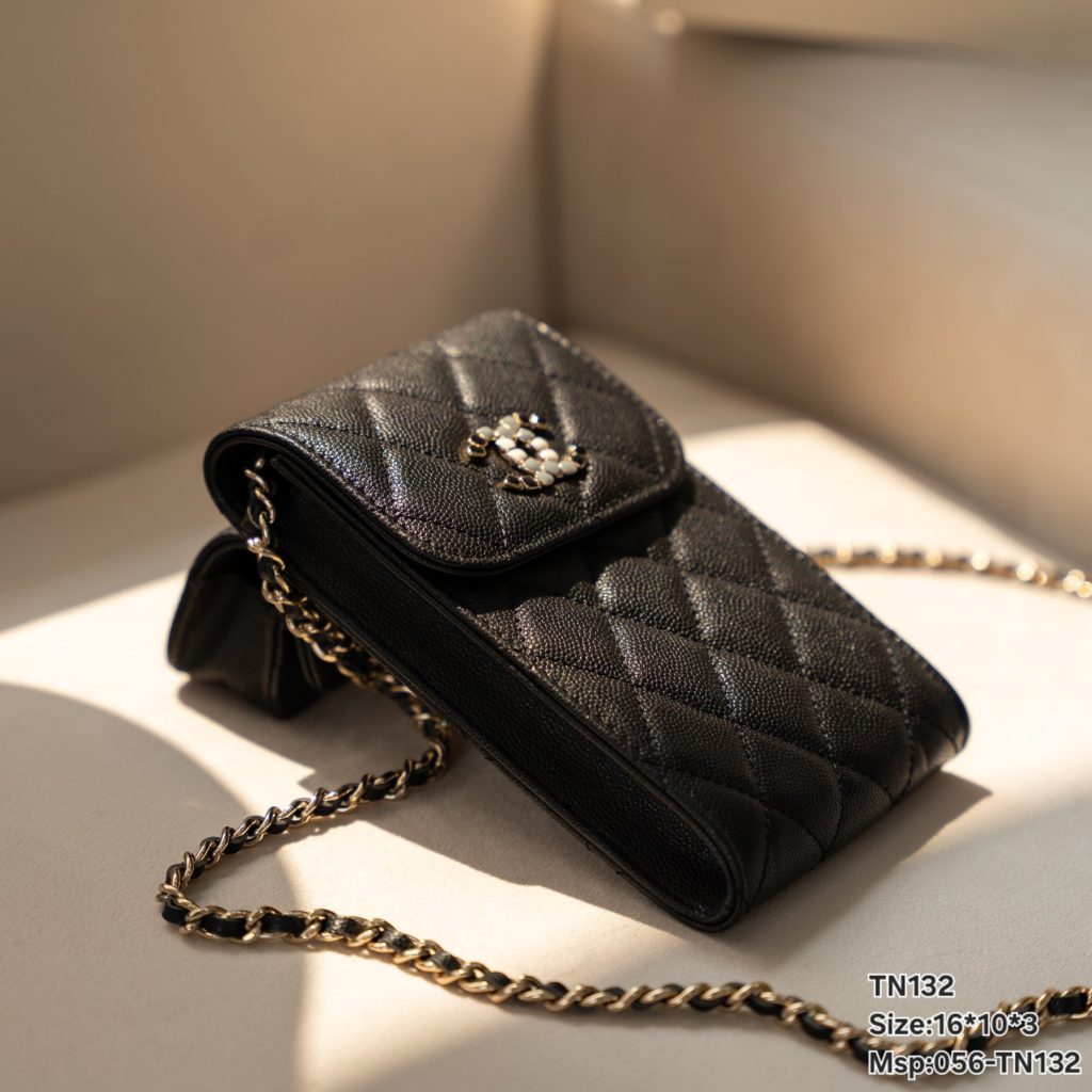 Chanel Phone Holder Lambskin Replica Bags Black Size 16x10x3cm (1)