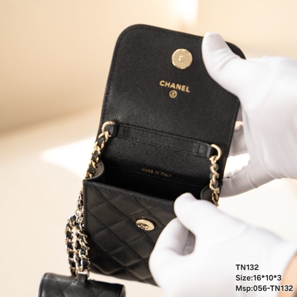 Chanel Phone Holder Lambskin Replica Bags Black Size 16x10x3cm (1)