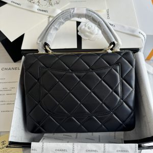 Chanel Plap Top Handle Replica Bags Sheep Skin Black Size 25cm (2)