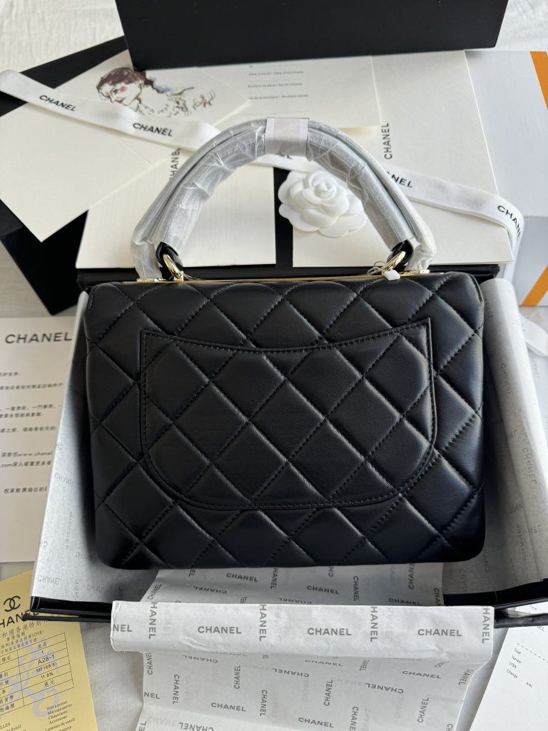 Chanel Plap Top Handle Replica Bags Sheep Skin Black Size 25cm (2)