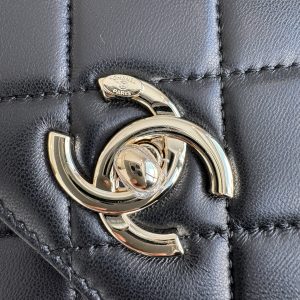 Chanel Plap Top Handle Replica Bags Sheep Skin Black Size 25cm (2)