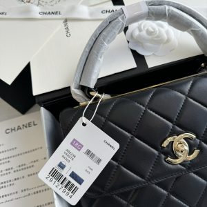 Chanel Plap Top Handle Replica Bags Sheep Skin Black Size 25cm (2)