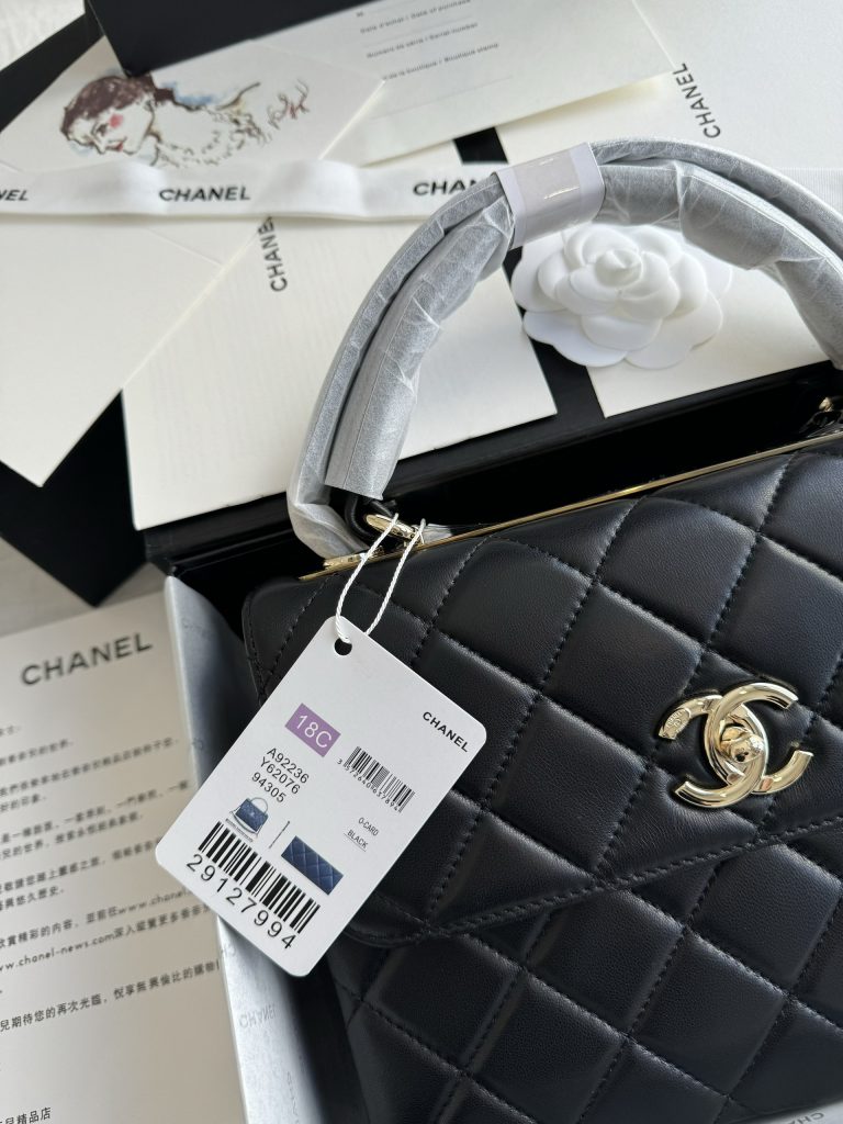 Chanel Plap Top Handle Replica Bags Sheep Skin Black Size 25cm (2)