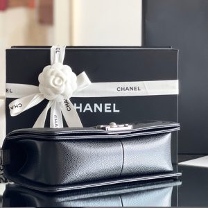 Chanel Small Boy Lambskin Black Replica Bags Size 25cm (2)