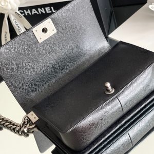 Chanel Small Boy Lambskin Black Replica Bags Size 25cm (2)