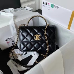 Chanel Trendy Black Smooth Leather Replica Bags 22x24 (2)