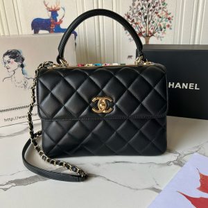 Chanel Trendy Flap Handle Lambskin Black Replica Bags Size 25cm (2)