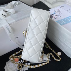 Chanel Vintage Mini Flap Coin Charm White Replica Bags Size 20cm (2)