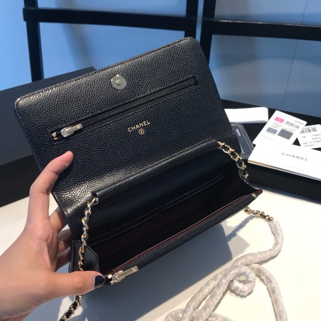 Chanel Woc Black Replica Bags Leather Grain Size 19cm (2)