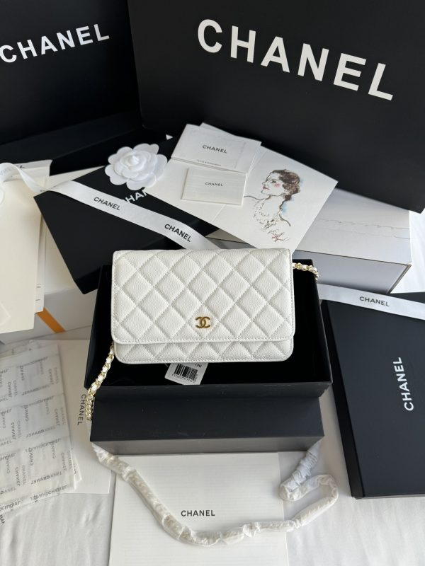 Chanel Woc Replica Bags White Leather Grain Size 19cm (2)