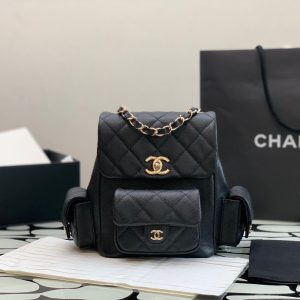 Chanel Women's Backpack Like Auth Black 21.5x19 (2)