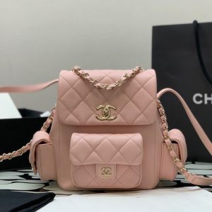 Chanel Women’s Pink Super Fake Backpack 21.5×19 (2)