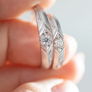 Couple Rings Custom Natural Diamonds White Gold 18k (2)