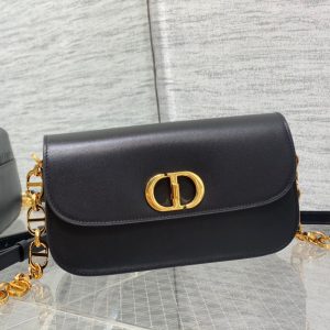 Dior 30 Montaigne Avenue Replica Bags Black Slippy Skin 22.5×12 (2)