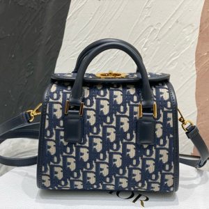 Dior Boston Small Calfskin Blue Replica Bags 18 (2)