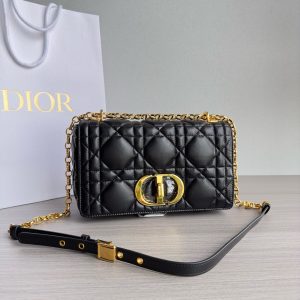 Dior Caro Black Replica Bags Gold Buckle Size 25cm (2)