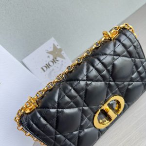 Dior Caro Black Replica Bags Gold Buckle Size 25cm (2)