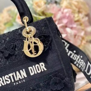 Dior Lace Black Replica Bags Size 24x20x10cm (2)