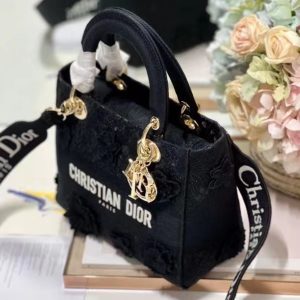 Dior Lace Black Replica Bags Size 24x20x10cm (2)