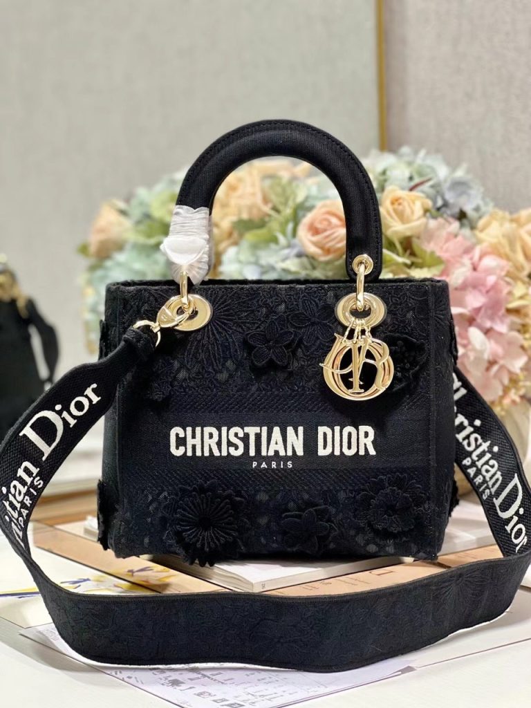 Dior Lace Black Replica Bags Size 24x20x10cm (2)