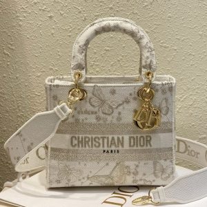 Dior Lady Brocade Embroidery Pattern Replica Bags 24x20x11cm (2)