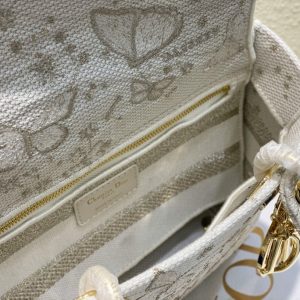 Dior Lady Brocade Embroidery Pattern Replica Bags 24x20x11cm (2)