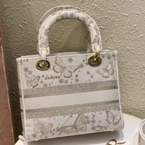 Dior Lady Brocade Embroidery Pattern Replica Bags 24x20x11cm (2)