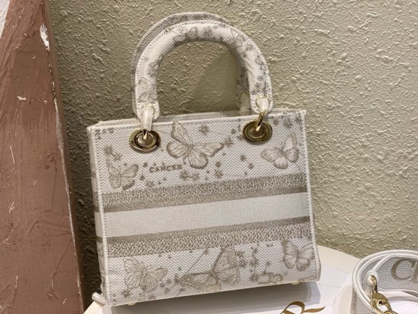 Dior Lady Brocade Embroidery Pattern Replica Bags 24x20x11cm (2)