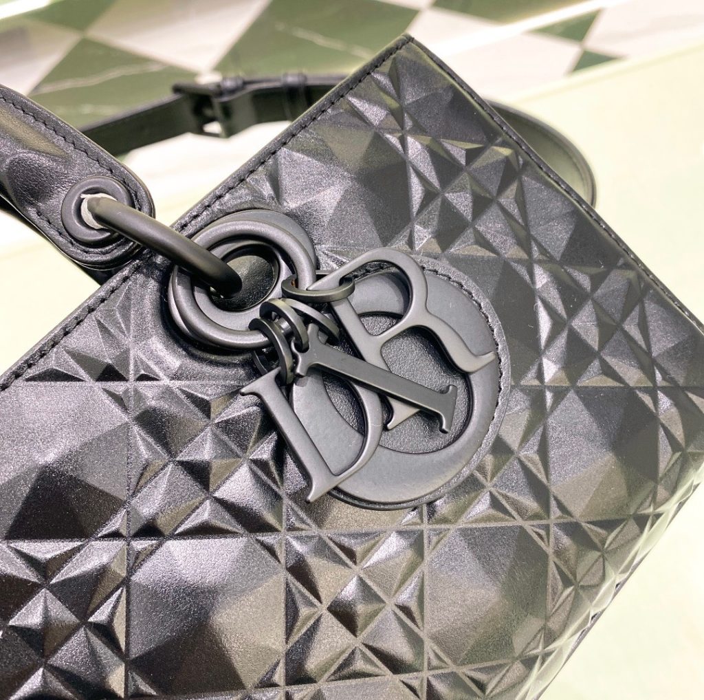Dior Lady D-Joy Medium Black Cannage Calfskin Diamond Motif Replica Bags Size 26cm (2)