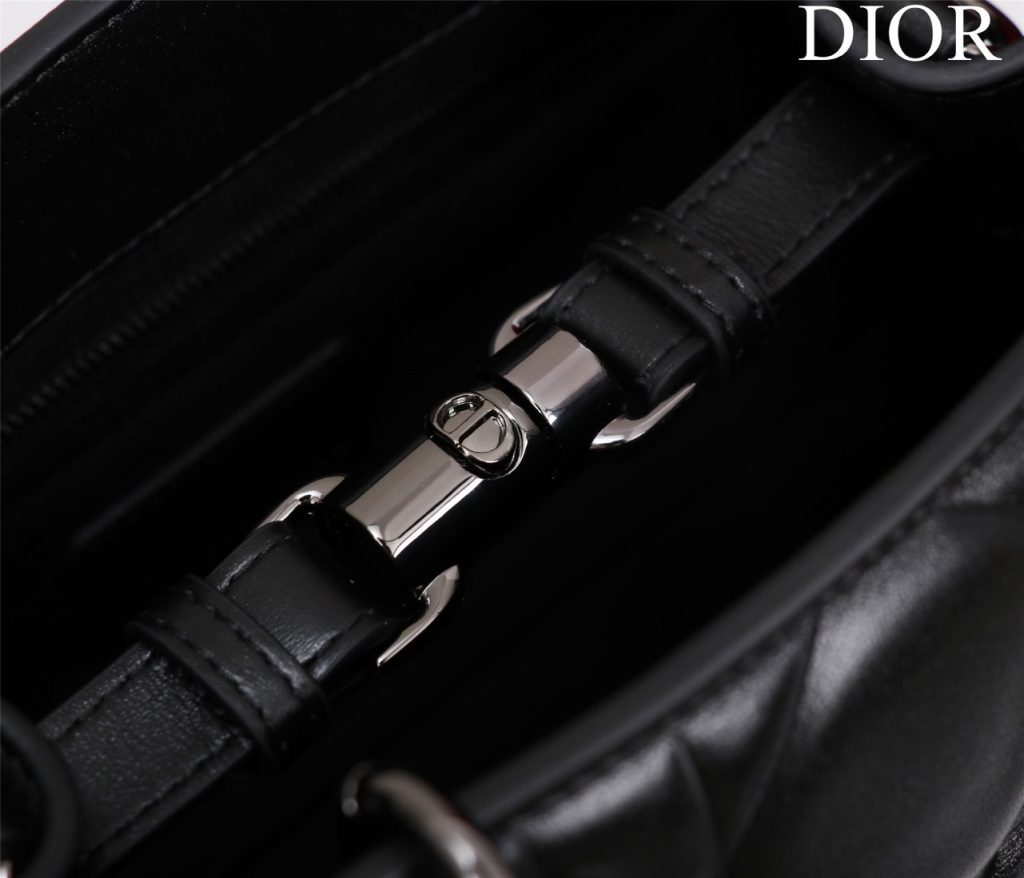 Dior Lady Handbag Black Smooth Leather 24x18cm (2)