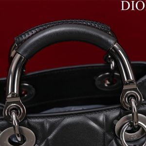 Dior Lady Handbag Black Smooth Leather 24x18cm (2)