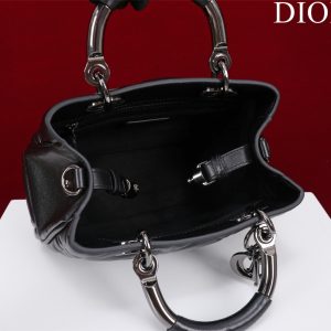 Dior Lady Handbag Black Smooth Leather 24x18cm (2)