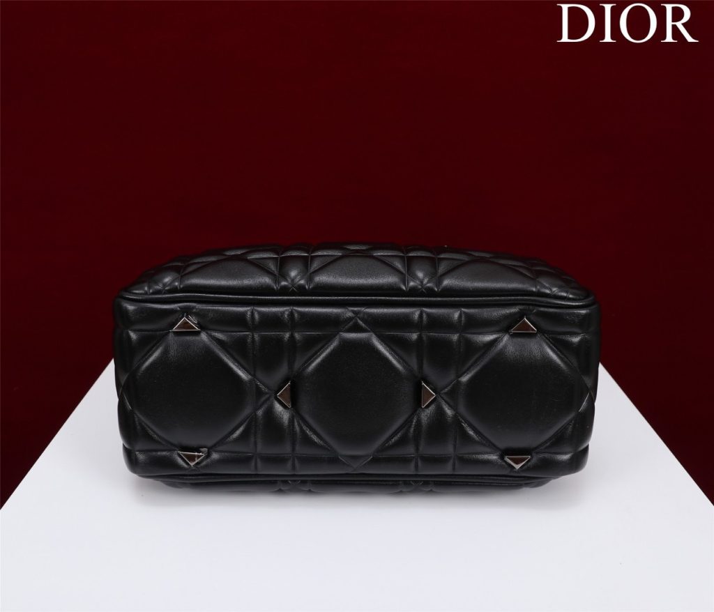 Dior Lady Handbag Black Smooth Leather 24x18cm (2)