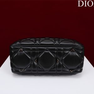 Dior Lady Handbag Black Smooth Leather 24x18cm (2)