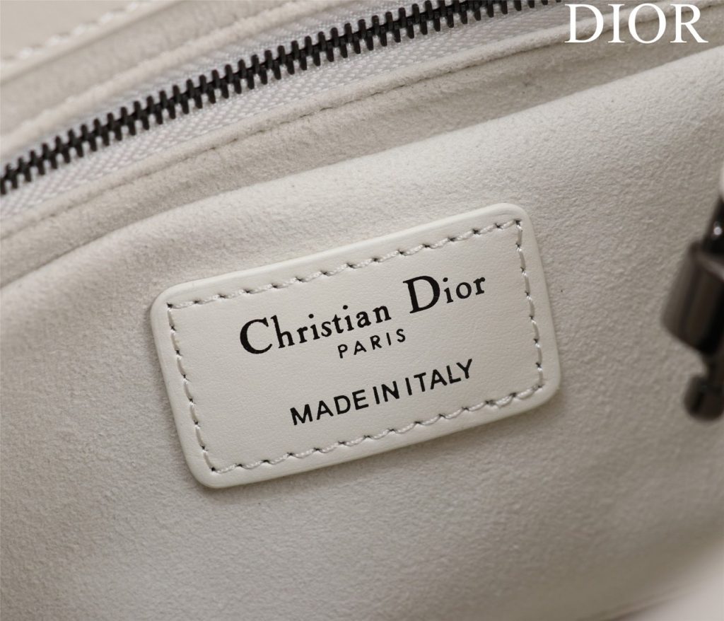 Dior Lady Handbag White Smooth Leather 24x18cm (2)