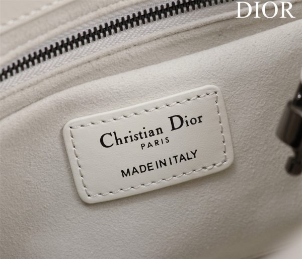 Dior Lady Handbag White Smooth Leather 24x18cm (2)