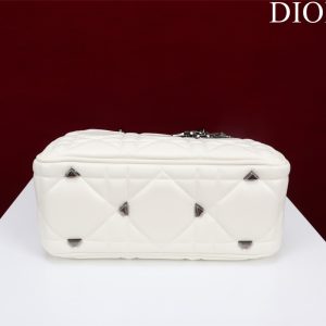 Dior Lady Handbag White Smooth Leather 24x18cm (2)