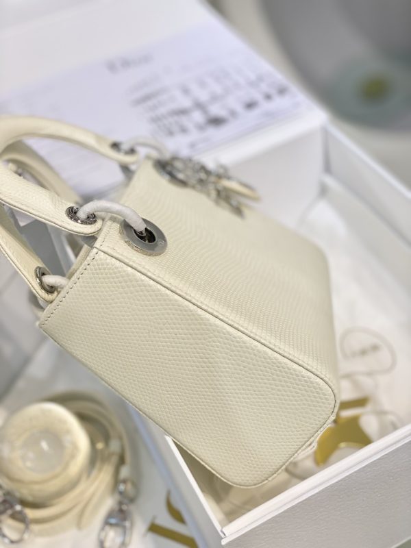 Dior Lady Mini Matte Latte Lizard Replica Handbags Size 17x15x7cm (2)