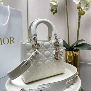 Dior Lady Mini White Replica Bags Size 20cm (2)