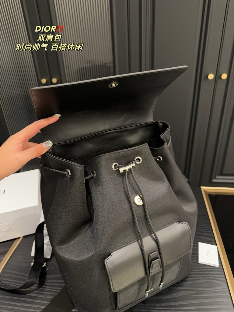 Dior Men Motion Oblique Galaxy Leather Smooth Calfskin Black Backpack Replica Size 42x30x16cm (2)