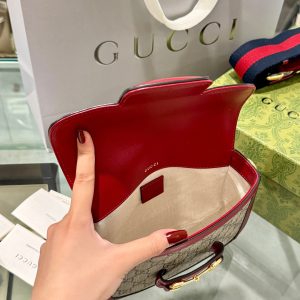 Gucci Horsebit 1955 Shoulder Red Replica Bags Size 25x18x8cm (2)