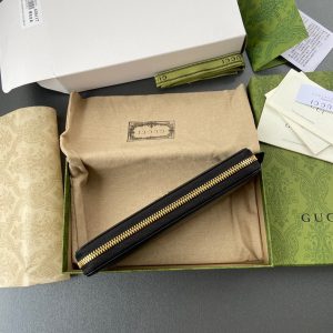 Gucci Leather Zip Wallet Handbags Black 19cm (2)
