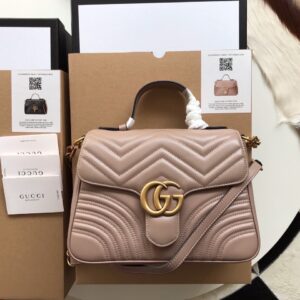 Gucci Marmont Top Handle Pink Super Fake Bags 27cm (2)