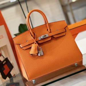 Hermes Birkin 25 Epsom Leather Orange Replica Bags Size 25cm (2)
