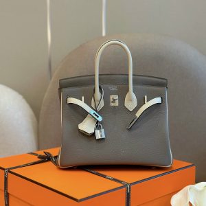 Hermes Birkin Mix PHW Togo Replica Bags Gray Size 25cm (2)