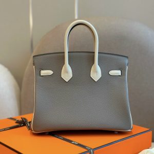 Hermes Birkin Mix PHW Togo Replica Bags Gray Size 25cm (2)