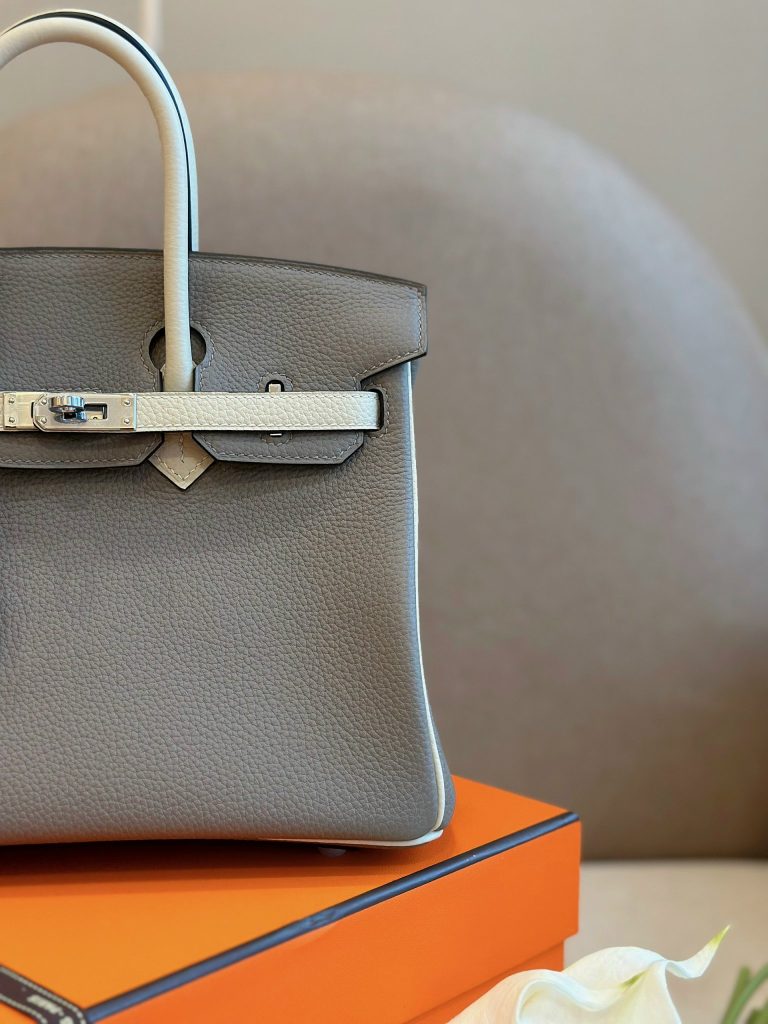 Hermes Birkin Mix PHW Togo Replica Bags Gray Size 25cm (2)