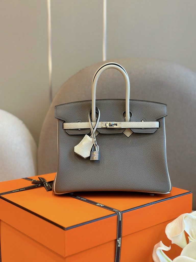 Hermes Birkin Mix PHW Togo Replica Bags Gray Size 25cm (2)